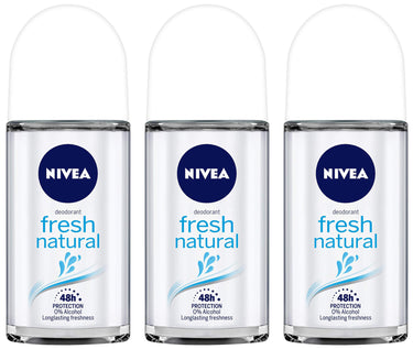 Nivea Deodorant Roll On, Fresh Natural for Unisex, 50ml (Pack of 3)